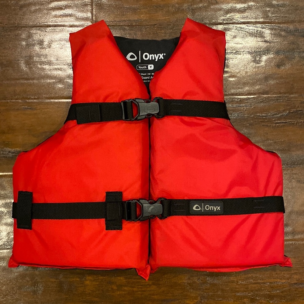 Onyx Red Youth Life Jacket Vest 50 to 90 lbs